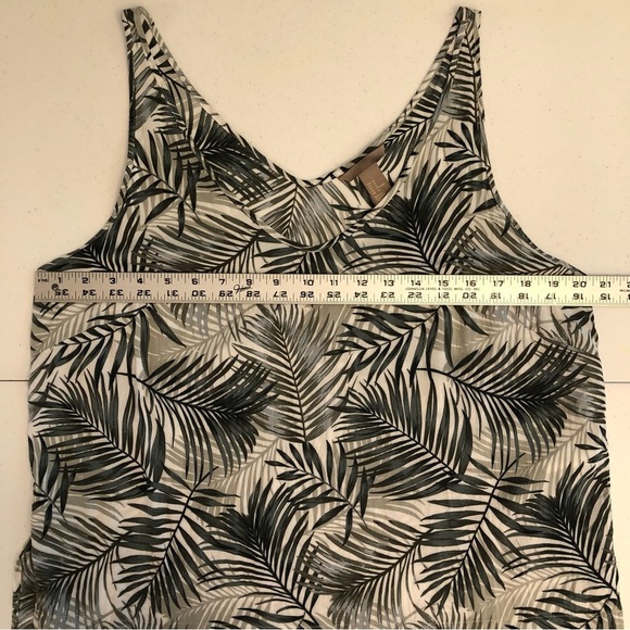 H&M Lightweight Green & Cream Fern Print Tank Top Size 16 - Picture 4 of 7